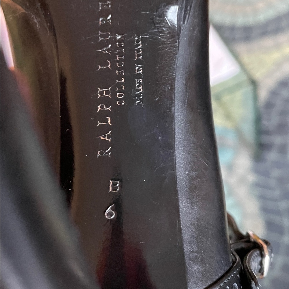 Ralph Lauren Collection Purple Label Mary Jane Pumps Black Leather Size 6B - Picture 11 of 11